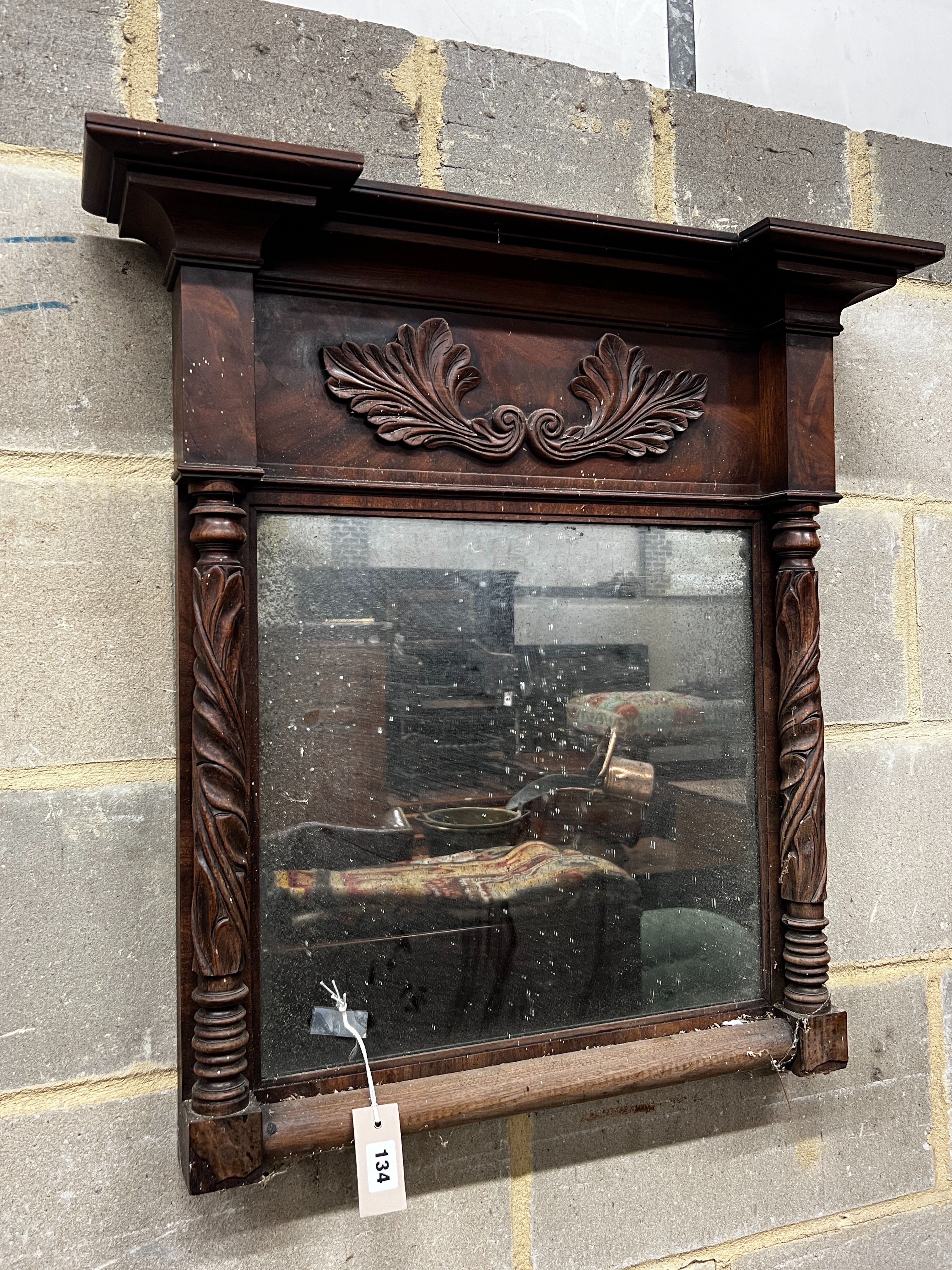 A Regency mahogany wall mirror, width 57cm, height 70cm